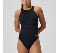 Speedo Women's Shaping LunaLustre Printed 1 Piece Swimsuit, Black/White, 32