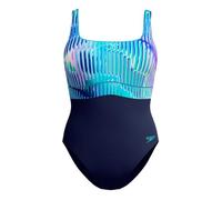 Speedo Women's Shaping Contour Eclipse Printed One Piece Swimsuit | Shapewear | Beach and Holiday Swimwear Swimwear, Turquoise Gem, 32