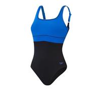 Speedo Women's Shaping ContourEclipse 1 Piece Swimsuit | Shapewear | Beach and Holiday Swimwear, Black/True Cobalt, 32/8