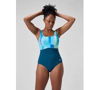 Speedo Womens Shaping Contoureclipse Printed 1 Piece - Dark Teal, Green, Size 32, Women Green