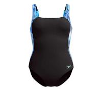Speedo Women's Shaping Lunalustre Printed One Piece Swimsuit | Shapewear | Beach and Holiday Swimwear, Indigo Glow, 32