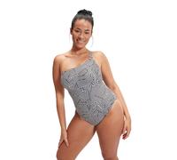 Speedo Womens Shaping Printed Asymmetric Swimsuit in Black-White - Size 12 UK