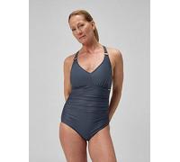 Speedo Women's Shaping V Neck One Piece Swimsuit | Shapewear | Beach and Holiday Swimwear, Grey Lead/Black, 32