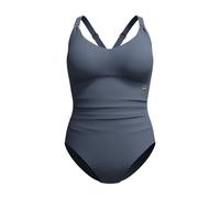 Speedo Womens Shaping V Neck Cross Back One Piece Swimsuit in Grey Nylon - Size 12 UK