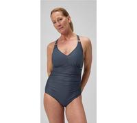 Speedo Women's Shaping V Neck One Piece Swimsuit | Shapewear | Beach and Holiday Swimwear, Grey Lead/Black, 40