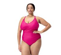 Speedo Womens Shaping V-Neck Plus 1 Piece Swimsuit in Pink - Size 24 UK