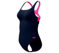 Speedo Women's Solid Flex Band One Piece Swimsuit, Navy Blue, 30