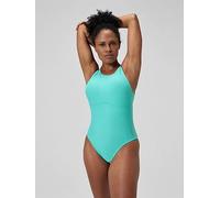 Speedo Womens Solid Highneck 1 Piece Swimsuit, Blue, Size 10, Women Blue