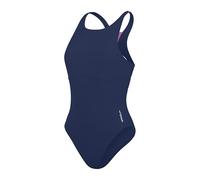 Speedo Women's Solid Highneck One Piece Swimsuit | Fitness | Soft Feel | Premium Swimwear, Cerulean Blue, L