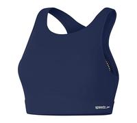 Speedo Women's Solid Highneck Top with Mesh | Swim Fitness | Stylish Design, Cerulean Blue, L