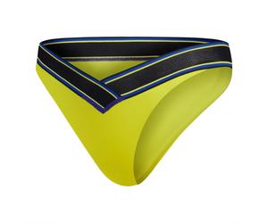 Speedo Womens Solid Patterned V Bottom Swim Brief in Green - Size 12 UK
