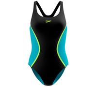 Speedo Women's Solid Splice Medalist Swimsuit Swimming Costume Black