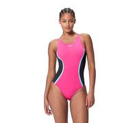 Speedo Womens Solid Splice Medalist Swimsuit Swimming Costume Margarita Pink/Anthracite Size Size 38" Approx UK 14