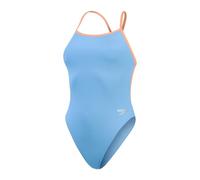 Speedo Womens Solid Vback One Piece Swimsuit Blue/Peach 38