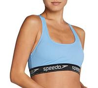 Speedo Womens Swimsuit Bikini Top, Stripe Logo Robbia Blue, L