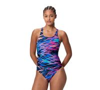Speedo Hyperboom Print Medalist Swimsuit Blue UK 36 Woman