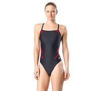 Speedo Women's Swimsuit One Piece Powerflex Flyback Solid Adult Team Colors Black/Red
