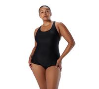 Speedo Women's Swimsuit One Piece Powerflex Princess Seam Ultraback Conservative Cut Plus Black, 24
