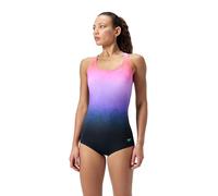 Speedo Women's Swimsuit One Piece Powerflex Ultraback Solid, Palm Ombre Coral Sands, 12