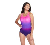 Speedo Women's Swimsuit One Piece Powerflex Ultraback Solid, Tie Dye Ombre Pink, 18