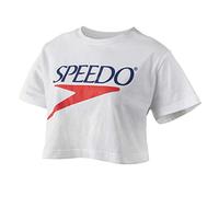 Speedo Women's T-Shirt Short Sleeve Crew Neck Vintage Crop, White, Medium