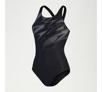 Speedo Women's UK6 Hyperboom Placement Muscle Back Swimsuit Black/Grey- New