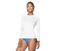 Speedo Women's Uv Swim Shirt Long Sleeve Rashguard Rash Guard, Solid White, Medium