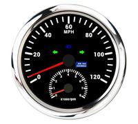 Speedometer Universal 2 In 1 Gauge For Car Marine Tachometer Speedometer 110mm Motor GPS Speed Meter With Turn Signal Lights(120KMH BN)(120MPH BS)