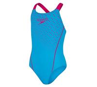SPEEDOO Girl's Medley Logo Medalist Swimsuit, Pool/Electric Pink, 10 Years