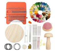Speedweve Darning Mini Loom Kits with 50 Color Threads, Mini Darning Mushroom, Complete Darning Kit for Beginners Quickly Mending Jeans Socks, DIY Artful Patterns, Repair Clothes