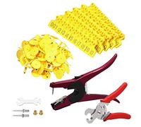 SPEEDWOX 1-100 Number Plastic Cow Cattle Ear Tag with Ear Tag Removing Tool Livestock Ear Tag Pliers and 2 Replaceable Ear Tag Needle Pins
