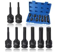 SPEEDWOX 1/2" Drive Impact Socket Set 5mm-18mm Triple Square Bit Set Long Spline Impact Bit Socket One-Piece Construction