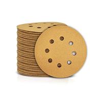 SPEEDWOX 100 Pcs 5 Inches 8 Hole Sanding Discs 80 Grit Dustless Hook and Loop Sandpaper for Random Orbital Sander Yellow Finishing Discs for Automotive Woodworking