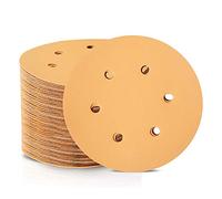 SPEEDWOX 100 Pcs 6 Inches Hook and Loop 6 Hole Sanding Discs 400 Grit Dustless Sandpaper Assortment Fit for Random Orbital Sander Yellow Finishing Discs for Automotive Woodworking