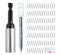 SPEEDWOX 100Pack Eye Lag Wood Screw and 1pcs Driver Set drop ceiling grid Eye Lag Self Tapping Self Tapping Drilling Point Screw for Use with Attaching Hanger Wire to Ceiling Joists
