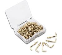 SPEEDWOX 100PCS Right Angle Screws Hook 1/2 Inch, Screw-in Square Bend Hooks, L Shape Nail Hook Fastener Accessories with Storage Box for Home, Office and Workplace