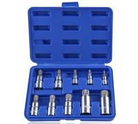 SPEEDWOX 10pcs Triple Square Spline Bit Socket Set with Enhanced Storage Case Spline Socket Bit Set Square Triple Silver Metric Size 4MM-18MM Chrome Vanadium Steel & S2 Alloy Steel