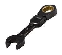 SPEEDWOX 14mm Stubby Flex-Head Ratcheting Combination Wrench - 72 Tooth Box and Open End Spanner, Anti-Slip Flexible Head, Heat-Treated CR-V Steel Works on Stripped and Rounded Bolts