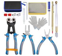 SPEEDWOX 14Pcs Premium Glass Running Breaking Pliers and Class Cutter Tools Kit Breaker Grozer Pliers Heavy Duty Glasses Cutting Tool with Rubber Tip Work Great for Stained Glasses, Tiles, Mosaic
