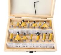 SPEEDWOX 15 Pieces Router Bits Set 1/4” Router Bit Shank Tungsten Carbide Router Bits with Storage Case Chamfer Router Bits for Woodworking on Wood For Tables Doors Cabinets Shelves