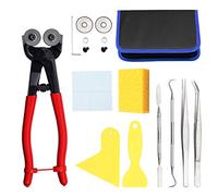 SPEEDWOX 17PCS Mosaic Tools for Crafts Heavy Duty Mosaic Wheeled Glass Nipper with Replacement Cutting Wheel Scrapers Tweezers Double-Ended Hook Spatula Sponge Cleaning Cloth Leather Zipper Bag