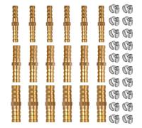 SPEEDWOX 18 pcs Barb Splicer Mender Hose Brass Fitting Barb Splicer Mender Kit Air Hose Repair Kit 1/4"(6mm) 5/16"(8mm) 3/8"(10mm) with 20 pcs Stainless Steel Pipe Clamps for Water/Fuel/Air/Oil