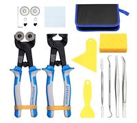 SPEEDWOX 18PCS Mosaic Tools Beginners Set Ceramic Tile Nippers Mosaic Cutting Pliers with Replacement Cutting Wheel Scrapers Tweezers Double-ended Hook Spatula Sponge Cleaning Cloth Leather Zipper Bag