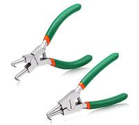 SPEEDWOX 2 Pcs Circlip Pliers Set, Tip Diameter 0.06 Inch, 5-Inch Snap Ring Pliers, Internal External Retaining Ring Pliers, Curved Jaws for Ring Remover Retaining