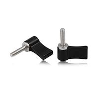 SPEEDWOX 2 Pcs Male Threading Adjustable Screw M4 17mm Black Aluminum Alloy Rotating Knob Thumb Lever with Single Wing for Camera