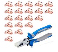 SPEEDWOX 20 Pcs 1" Rose Gold Key Fob Hardware Set, 8 Inches Glass Breaking Pliers with Rubber Tips, for Wristlet Keychain Key Lanyard Making