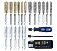 SPEEDWOX 20Pcs Bristles Wire Brush for Power Drill with 1/4-Inch Hex Shank Handle Stainless Steel Bore Brush Cleaning Wire Brush Bore Cleaning Brush Set Drill Brush Set for Rust Cleaning Tubes