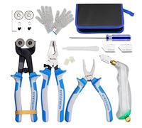 SPEEDWOX 20PCS Heavy Duty Mosaic Wheeled Glass Nippers with Replacement Cutting Wheel Glass Running Pliers Breaker Grozer Pliers Oil Feed Glass Cutter Set Cut Resistant Gloves Leather Zipper Bag