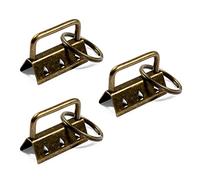 SPEEDWOX 25 Pcs Key Fob Hardware with Split Ring Webbing Antique Brass 1.25 Inch