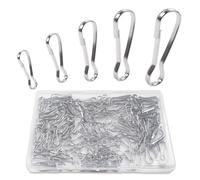 SPEEDWOX 250Pcs 304 Stainless Steel Metal Spring Hooks 20mm 25mm 28mm 30mm 32mm Flag Pole Clip Snap Hooks Metal Spring Lanyard Hook Lanyard Snap Clip Hooks for ID Card, Key Chain, Purse, DIY, Curtains